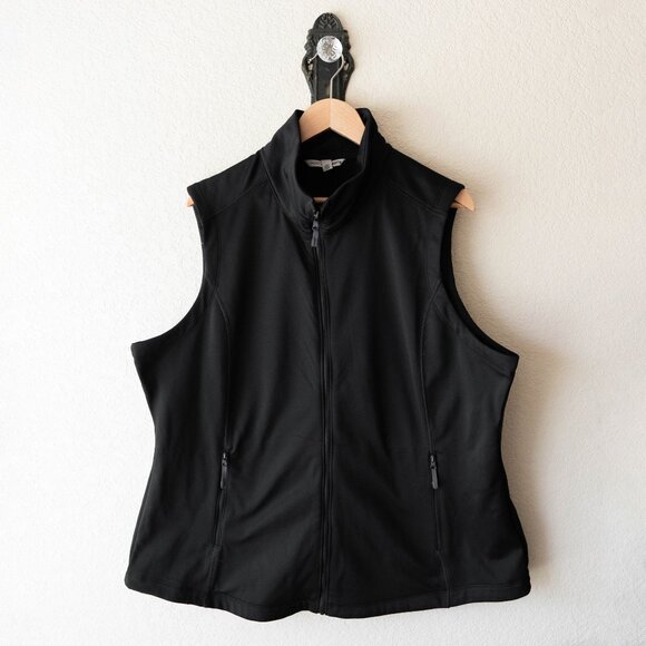 Port Authority Black Zip Front Vest Size XXL Sleeveless Jacket Zip Close Pockets - Picture 1 of 6